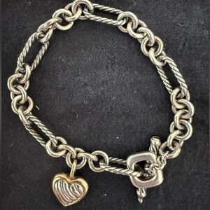 David Yurman "Figaro" link toggle bracelet with heart charm